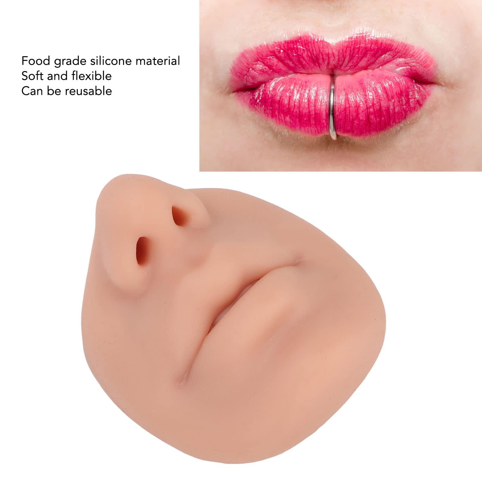 Naroote Silicone Body Parts, Piercing Practice Kit, Fake Nose Piercing Practice Body Parts with Mouth Soft Imitation Nose Model Reusable Nose Displays Fake Body Parts for Piercing Practice