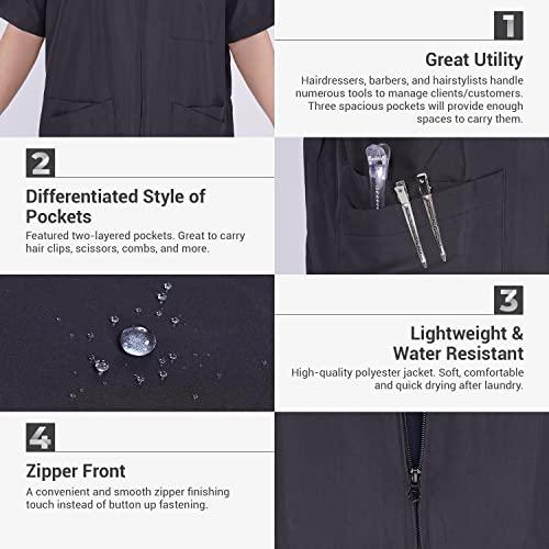 STUDIO LIMITED STUDIO LIMITED Barber Jacket, Lightweight and Breathable Zipper Closure Hair Stylist Grooming Smock Shirt Water Resistance fabric stylish and functional, A FREE SALON APRON (L)
