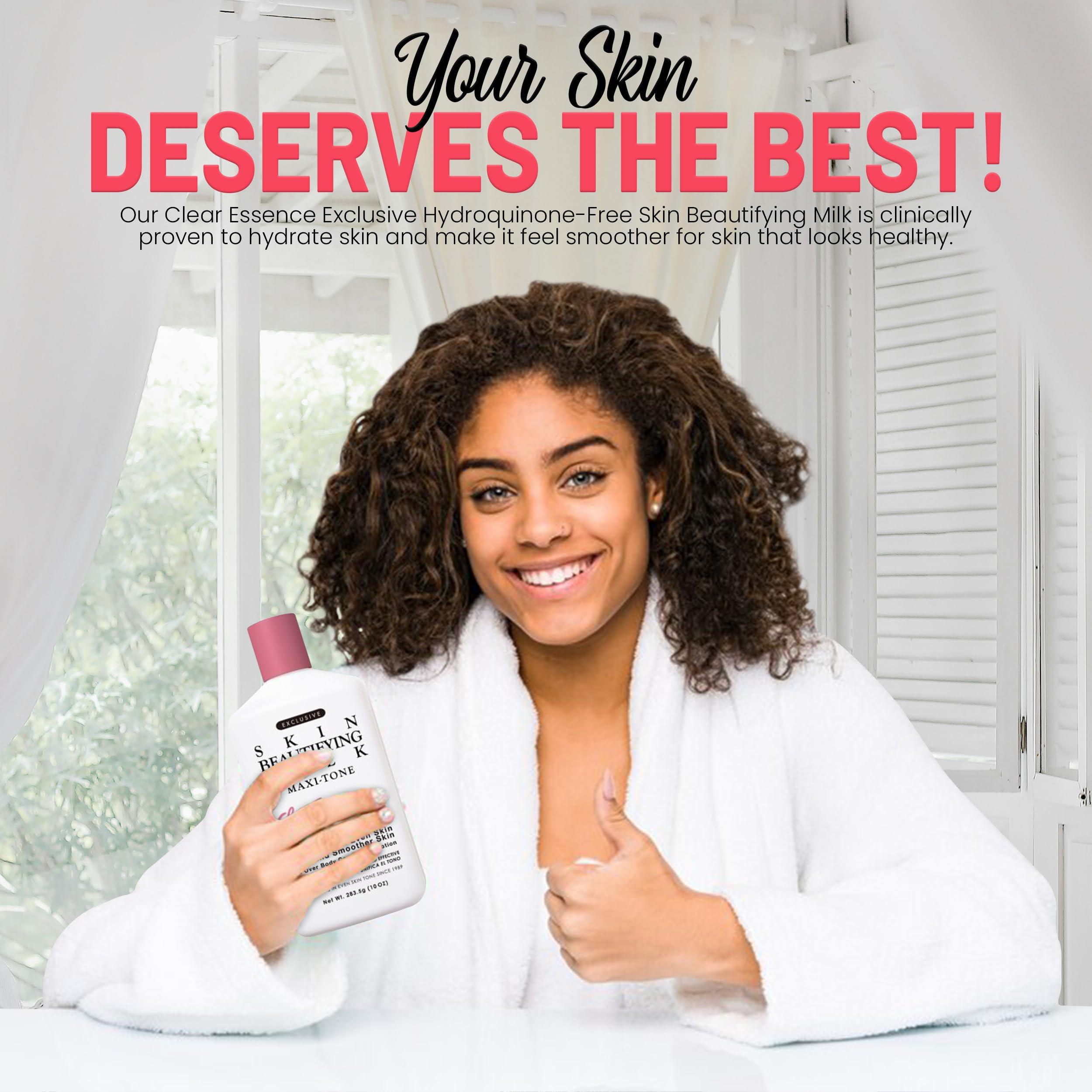 Clear Essence Clear Essence Exclusive Skin Beautifying Milk Hydroquinone-Free Maxi-tone Lotion - Skin Lotion for Hydrating Dry Skin - Hydrating Lotion to Hydrate Skin with Shine - (10.0 Oz.)