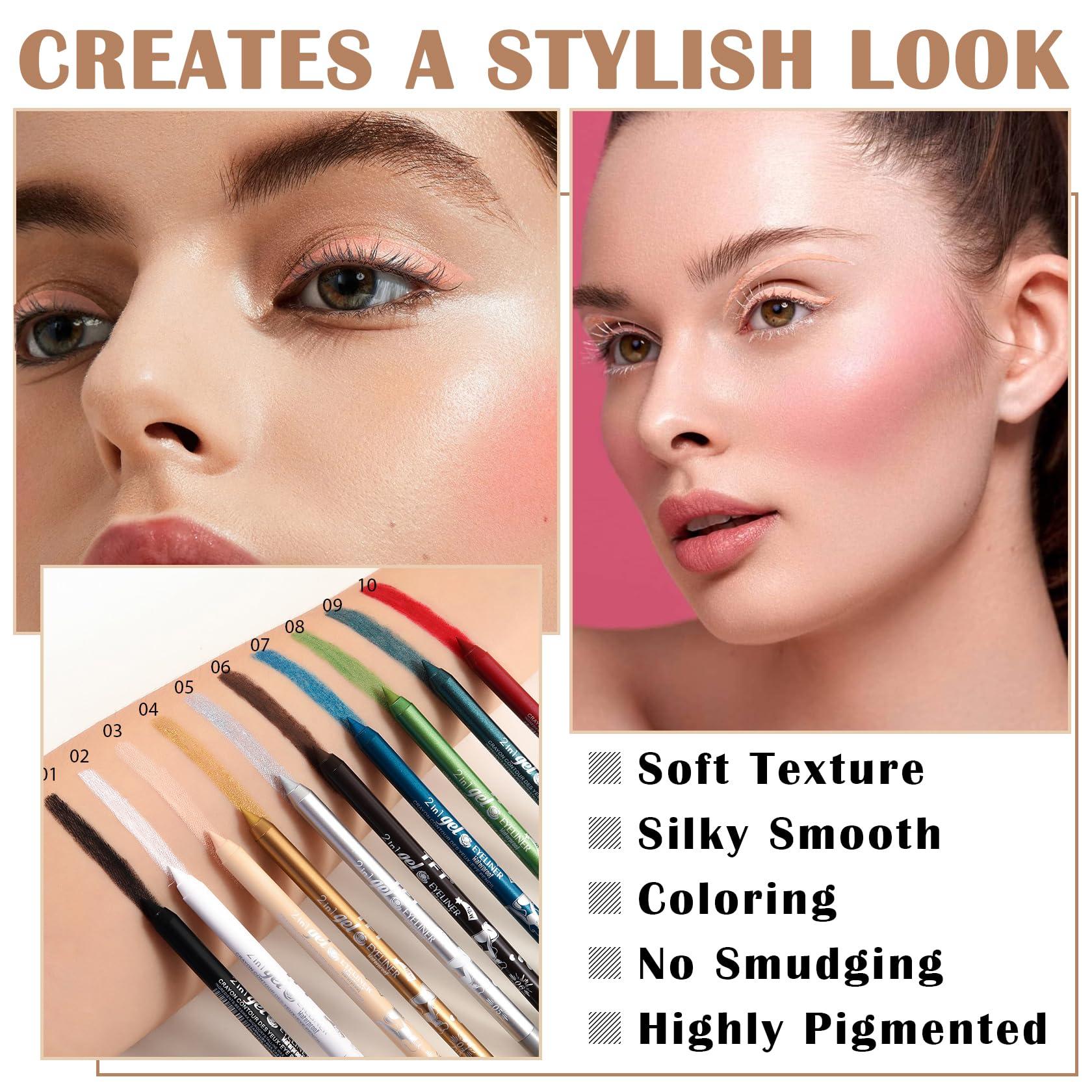 AIUEO AIUEO Nude Eyeliner 2PCS Gel Eyeliner Pencil Long-lasting Waterproof Eyeliner Smooth Eye Liner Pencils Eye Makeup,delineador de ojos contra el agua -03 Nude