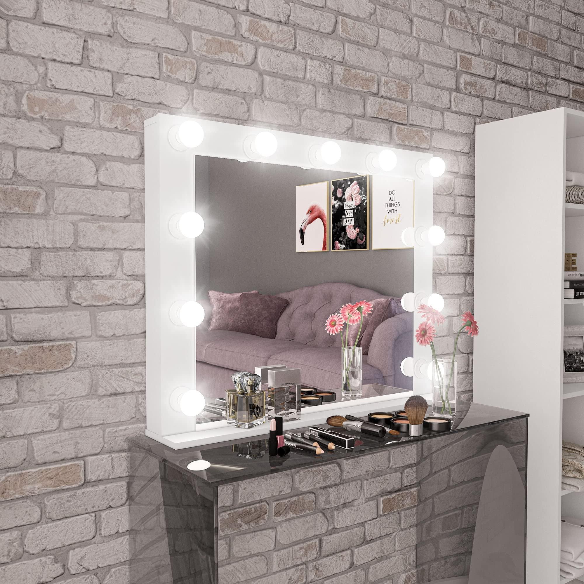 Boahaus Boahaus Sivas Lighted Vanity Mirror - White Makeup Mirror with Lights & HD Imaging for Natural Application