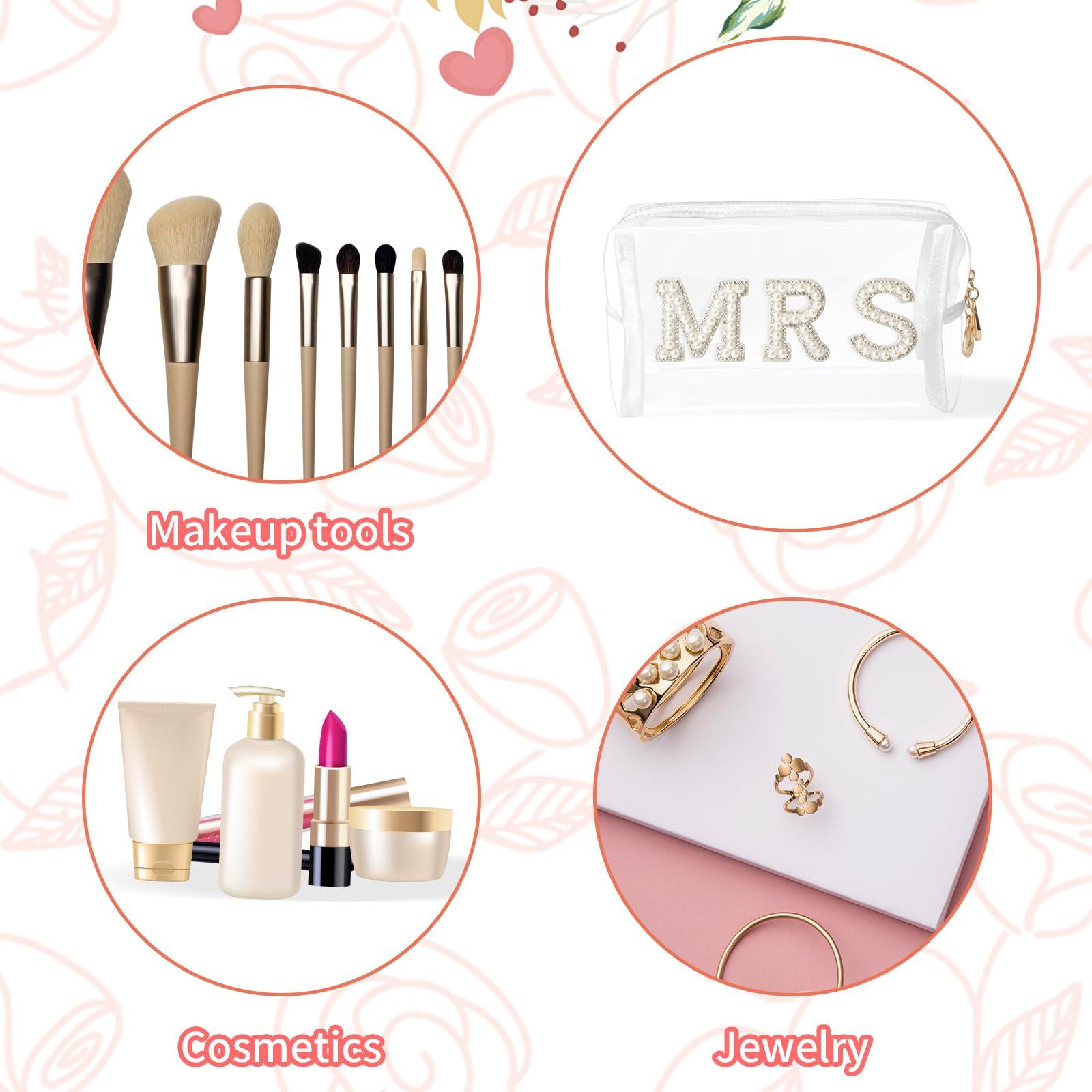 Tkifoda Bride Makeup Bag Clear Bride Cosmetic Bag Mrs Makeup Bag Clear Bridal Bag Clear Makeup Bag Clear Toiletry Bag Travel Bags Pouch with Zipper Bride Gift Bridal Shower Gift Wedding Gifts