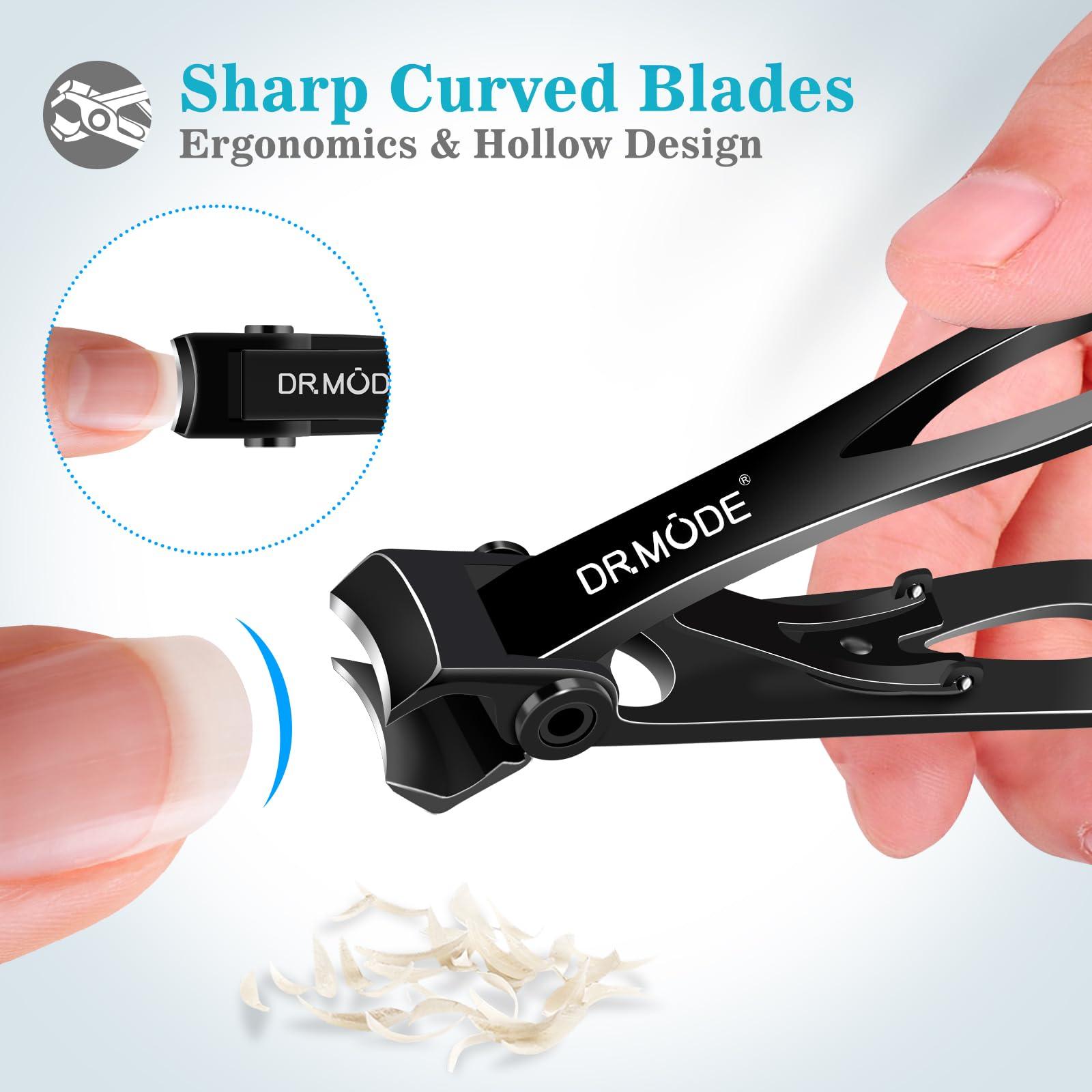 DRMODE Nail Clippers for Men Thick Nails,Upgrade Straight Toenail Clippers for Seniors with Wide Opening,Large Heavy Duty No Splash Ingrown Fingernail Clipper Nail Cutter with Catcher