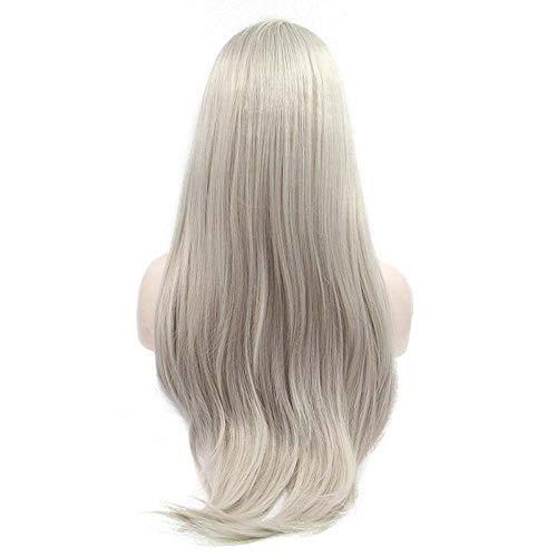 melody wig Melody Long Silver Grey Wigs Long Natural Straight Hair Wigs For Women Hair Grey Lace Front Synthetic Wigs Ash Blonde Silver Platinum Heat Resistant Fiber Hair Wigs Middle Parting 24"