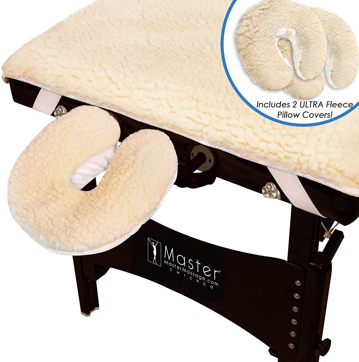 Master Massage Master Massage Massage Table Fleece Pad Set, Deluxe Massage Table Cover Pad, Thick Wrap Around Fleece Massage Bed Sheet 32 x 74 inch and Face Cradle Cover, Fitted Corner