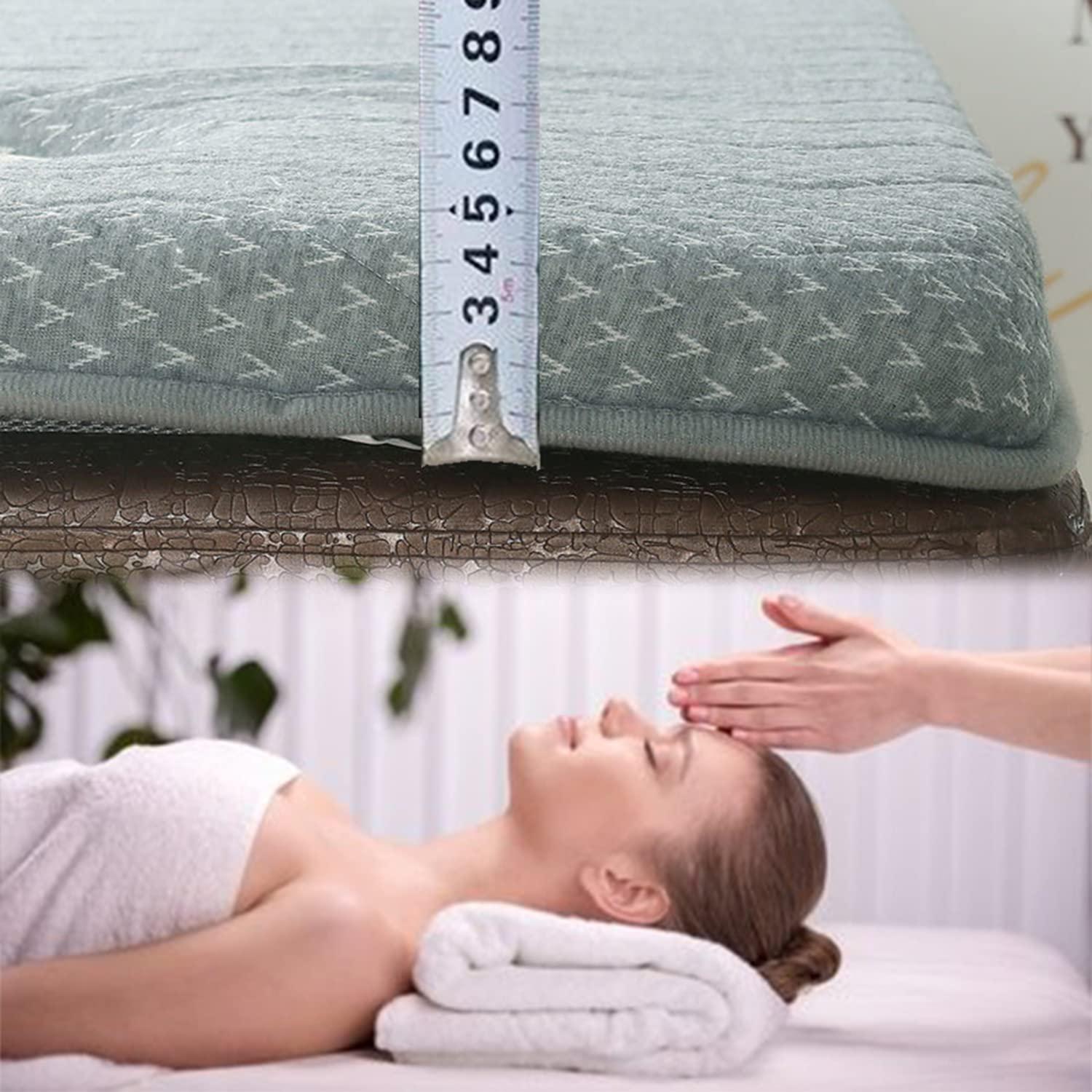 NinthAvenue Basics Massage Table Mattress Pad with Round Head Memory Foam Mattress Topper for Spa Bed Professional Massage Accessories Non-Slip Beauty Bed Mattress with Breathing Hole,Beige,70x185cm