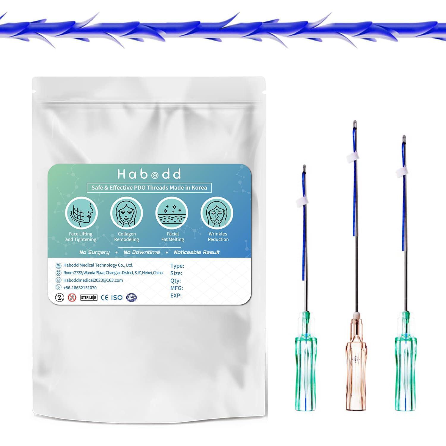 Habodd Pdo Cog Threads 19G100MM, Cog Threads Face Lift Bullet Blunt 10Pcs Pdo Threads Lift for Face/Body 360R Bi-direction Barb Lifting Cog 6D Type