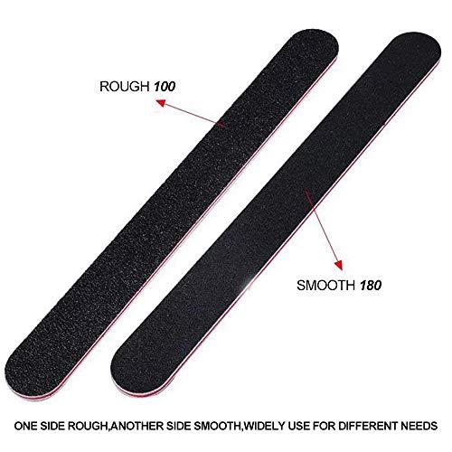 MISS FIRE 10PCS Professional Nail File Set, Nail Files & Buffers, Double Sided Emery Board (100/180 Grit) - Nail Buffering Files for Home and Salon Use, Professional Nail Files for Acrylic False Nails