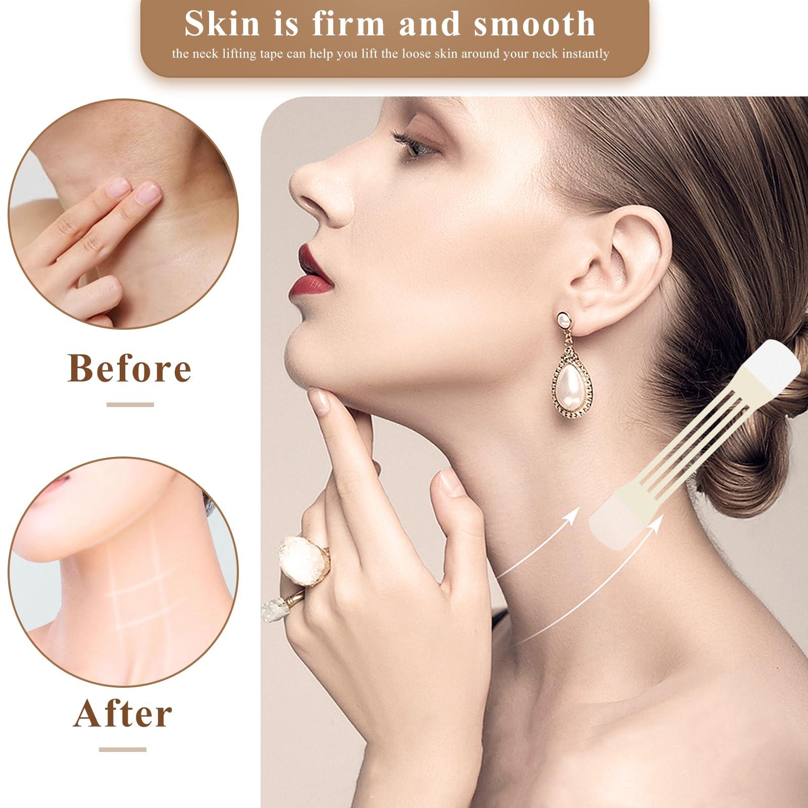 Friendship Friendship 48 Pack Neck Lifting Tapes Invisible Neck Lifting Bands Patches Stickers Neck Tightening Tape for Women Skin Care(8pcs elastic neck bands, 40pcs replacement tapes)