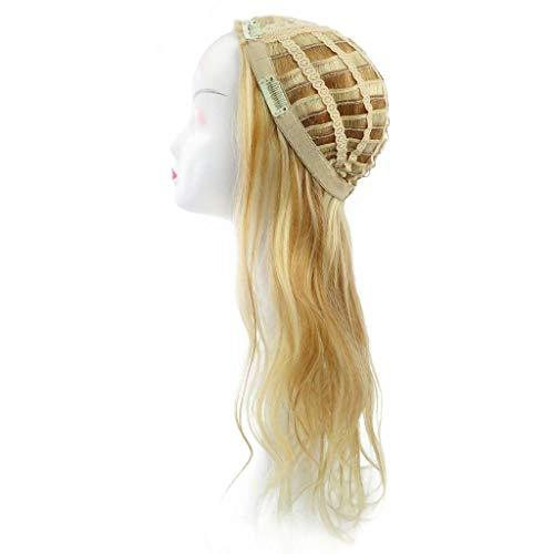 Drasawee Drasawee 3/4 Half Wig Human Hair Extensions Beauty Natural Wavy Real Human Hair Clip in Hair Extension for Women Long Thick Wig 16 Inch 160g 613# Bleach Blonde