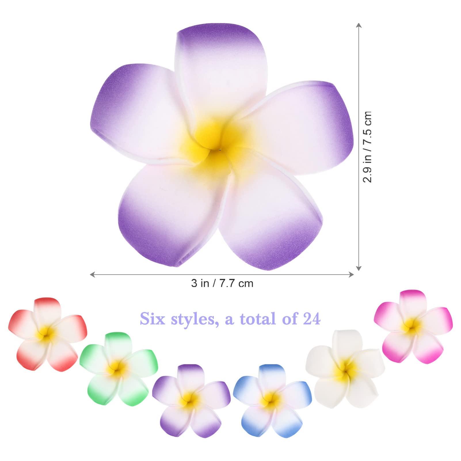 ABOOFAN 24 Pcs Frangipani Hair Clip Small Hair Clips for Women Hawaiian Plumeria Flower Hawaiian Flower Hair Barrettes Flower Hair Clips for Women Flower Clip The Flowers Eva Hairpin Miss