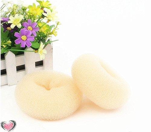 AnHua AnHua®2PCS Beige Extra Large Hair Styler Tool Donut Bun Maker Former Doughnut Shaper Ring Styling Roll Updo 10cm