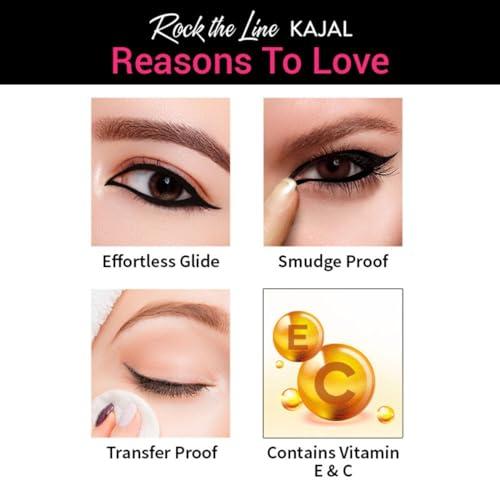 NYKAA Nykaa Cosmetics Rock the Line Eyeliner, 001 Jet Black, 0.01 oz - Smudge-Proof and Transfer-Resistant Formula - Highly Pigmented - Waterline Eyeliner