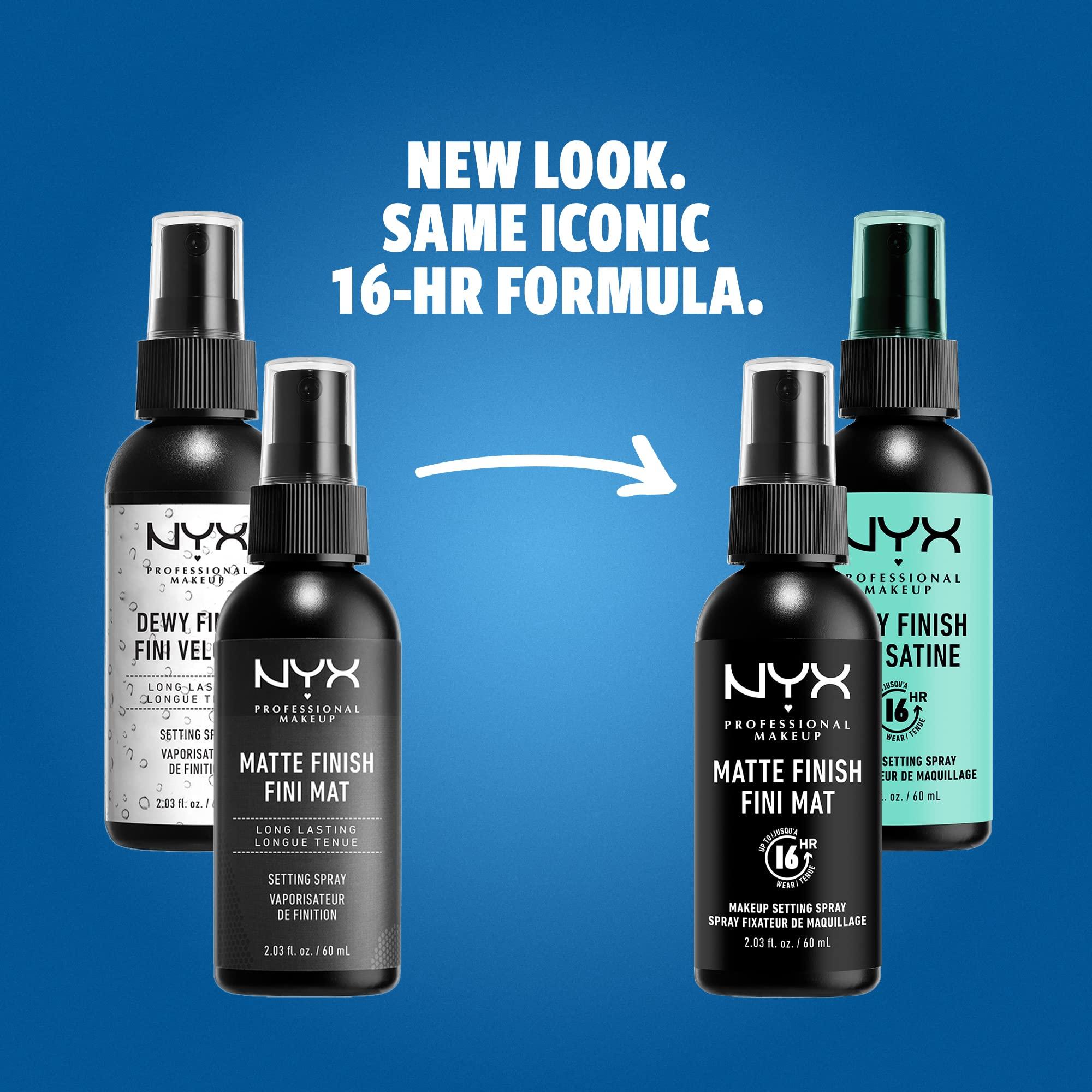 NYX PROFESSIONAL MAKEUP NYX PROFESSIONAL MAKEUP Makeup Setting Spray - Matte + Dewy Finish, Long-Lasting Face Mist for up to 16HR Wear, Vegan Formula (Pack Of 2)