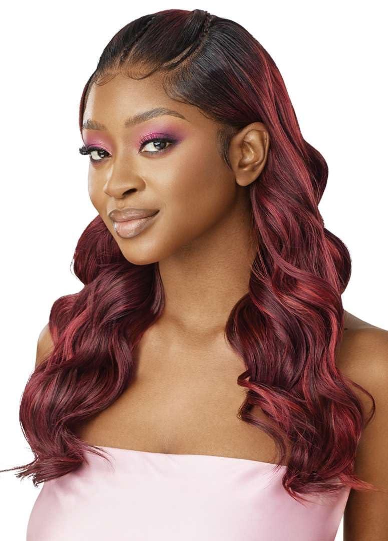 Outre Outre Airtied 100% Fully Hand-Tied Wig - Human Hair Blend - Natural Body Wave 22\" (DR CHOCOLATE TOFFEE)
