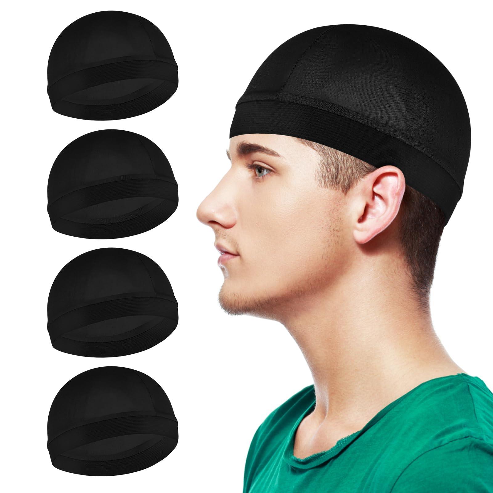 WY LIGHTING LEVEL Silky Bonnet for Men, Wave Cap Satin Silk Hair Bonnet for Sleep, Durags Elastic Band Wave Caps for 360 540 720 Waves, Sleeping Shower Caps Silk Hair Wrap for Men Women (Black)
