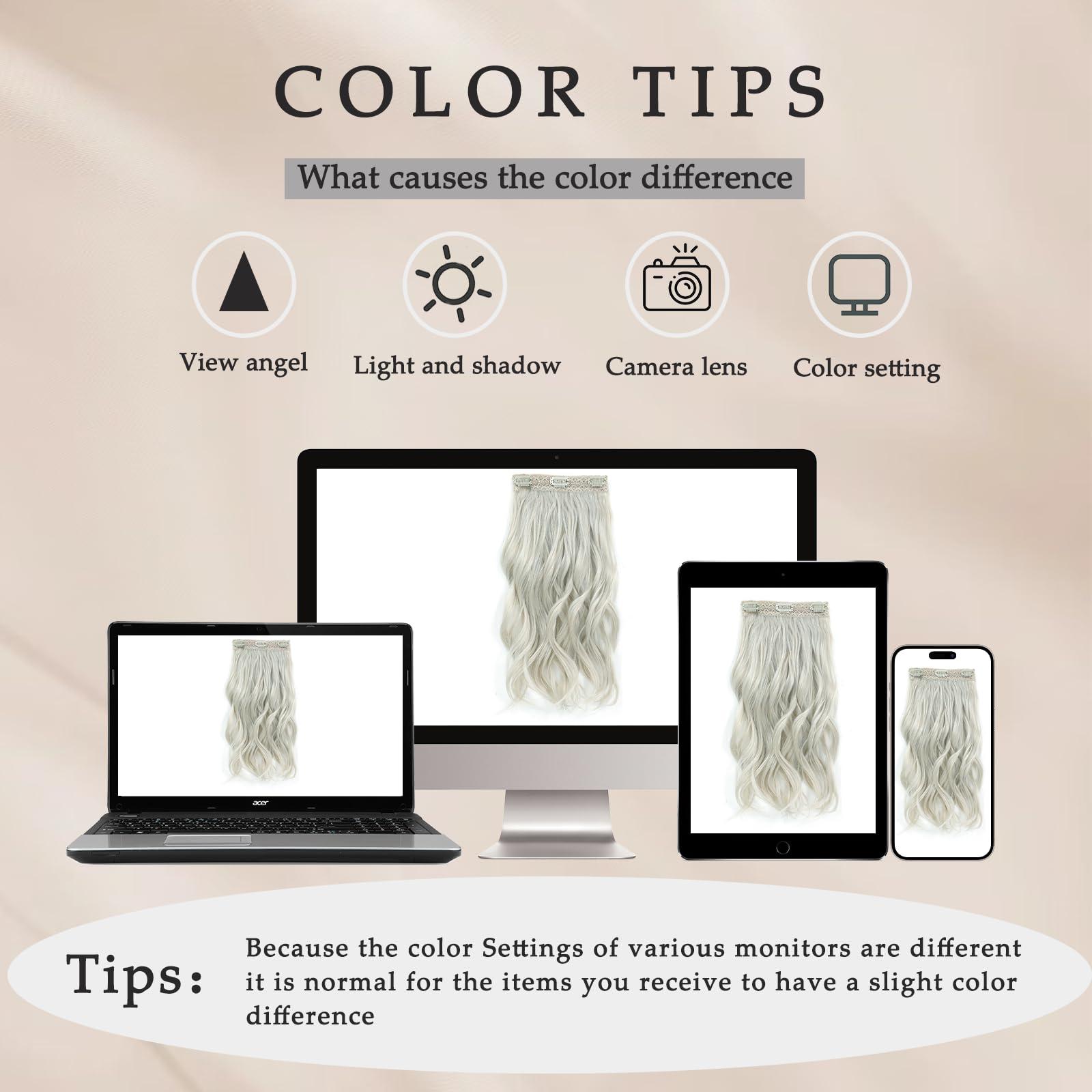 WOMWOM Clip in Hair Extensions, 14 Inch Hair Extensions Clip Ins 4 Pcs Synthetic Curly Wavy Hair Extensions Long Thick Clip on Hair Extensions Hairpieces (Platinum Blonde)