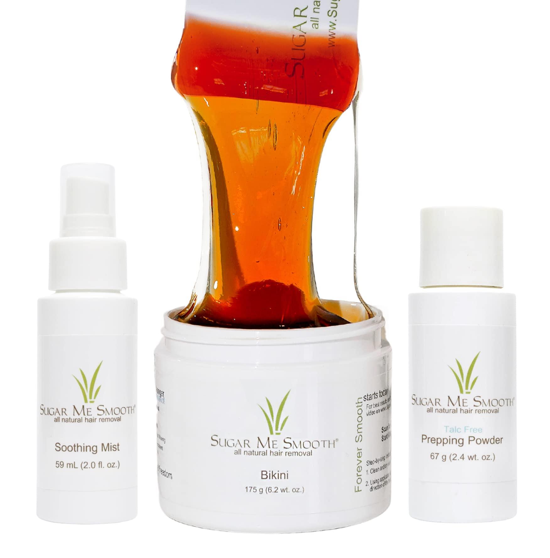 Sugar Me Smooth Sugar Me Smooth Bikini Sugar Wax Kit – Gentle On Skin And Less Painful Hair Removal In A Simple System For At-Home Brazilian, No Strips, No Heat, Water Soluble All-Natural Solution For All Hair Types