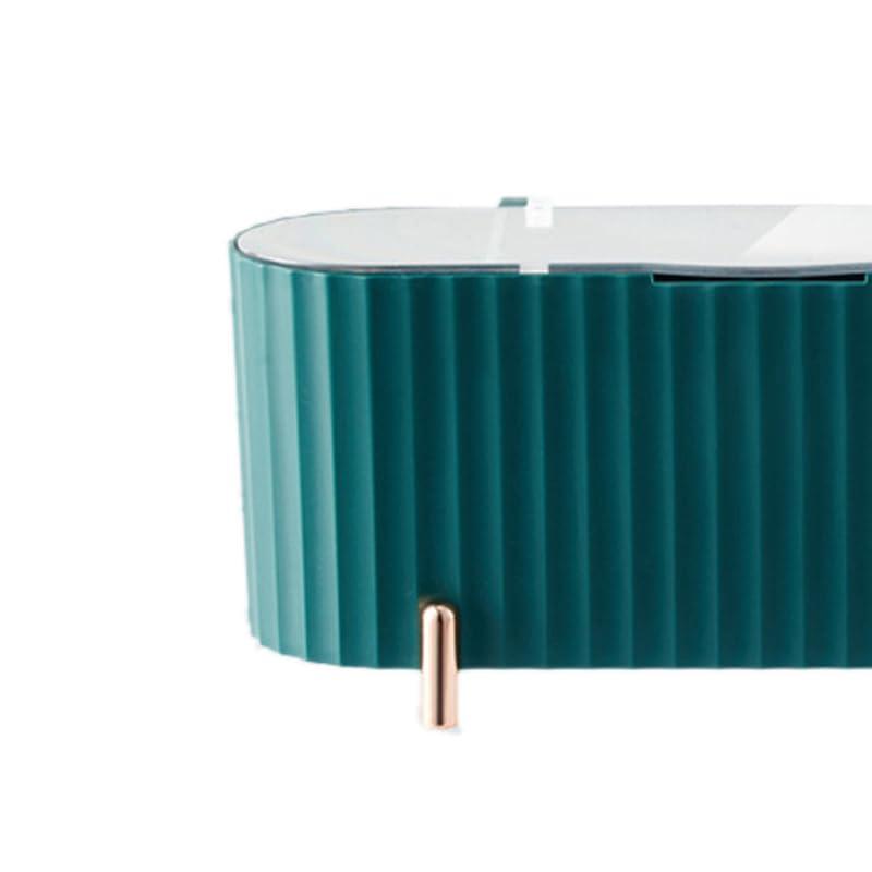 TITA-DONG Cosmetic Storage Box, Transparent Cover Bathroom Makeup Holder Rack, Cosmetic Display Cases, Dustproof Partition Storage PP PS Flexible Dividers Skin Care Organizer (Green)