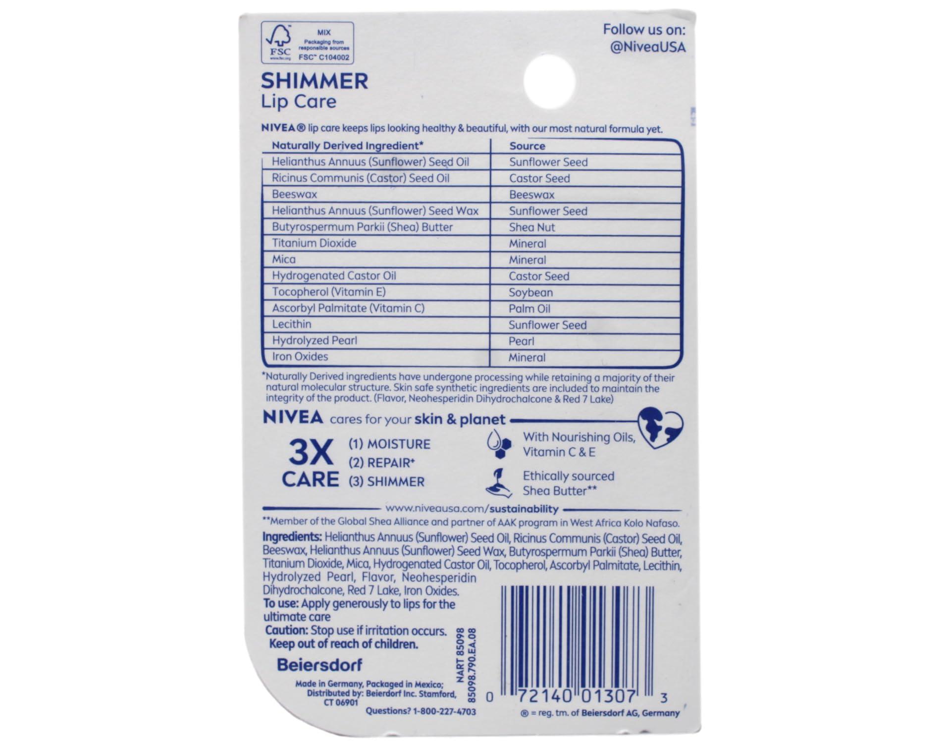 NIVEA Nivea Shimmer Lip Balm Nivea Shimmer Lip Balm (Pack of 2)