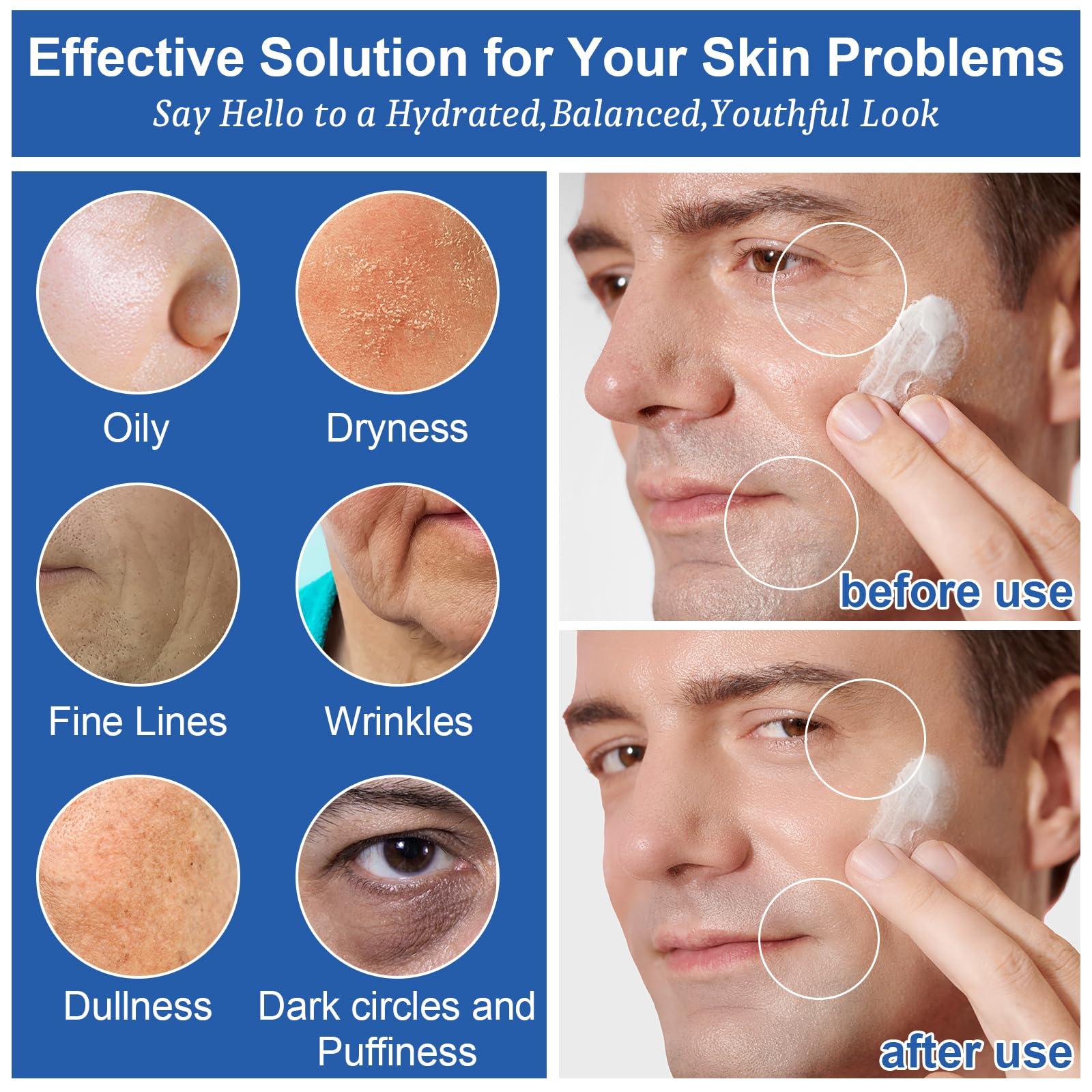 GEBEATY Mens Skin Care Kit,Deep Hydrate,Moisturize,Firm Skin,Gentle Men's Skincare Set,Facial Skin Care Routine Kit Men Christmas Valentines Day Gifts for Him Boyfriend Husband Fathers Dad