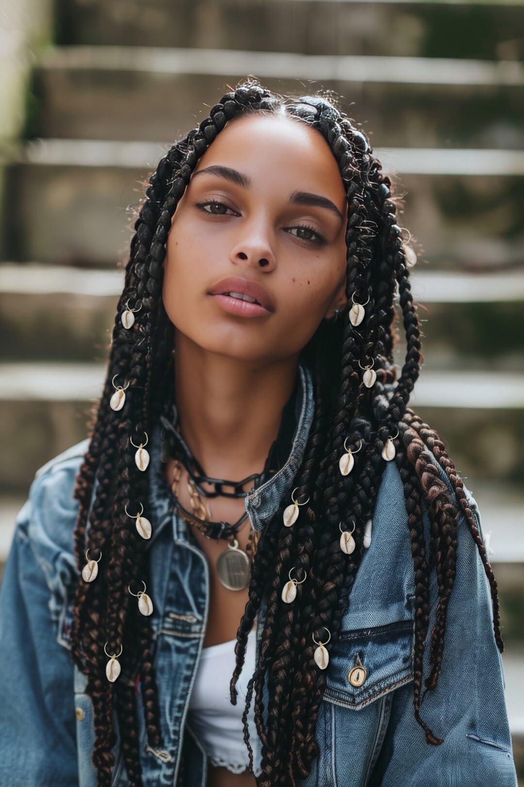 Sopopal 20 Pack Shell Hair Clip, Cowrie Shells for Hair for Women Seashell for Hair Braids DIY Sea Shell Gold Hair Rings Accessories