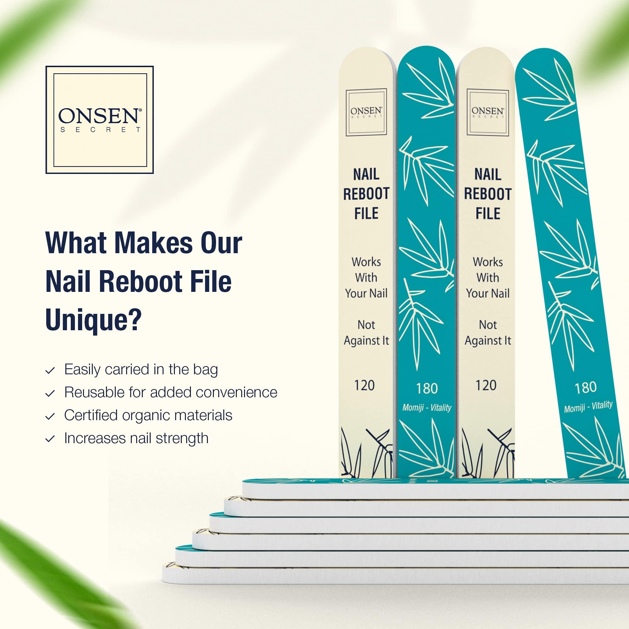 Onsen Secret Onsen Secret Japanese Nail File - Professional 20-Pack Nail Files, Double Sided Natural & Acrylic Nail Filers - 120/180 Grit - Disposable, Salon Smooth | Best Onsen Nail File for Shiny Nails