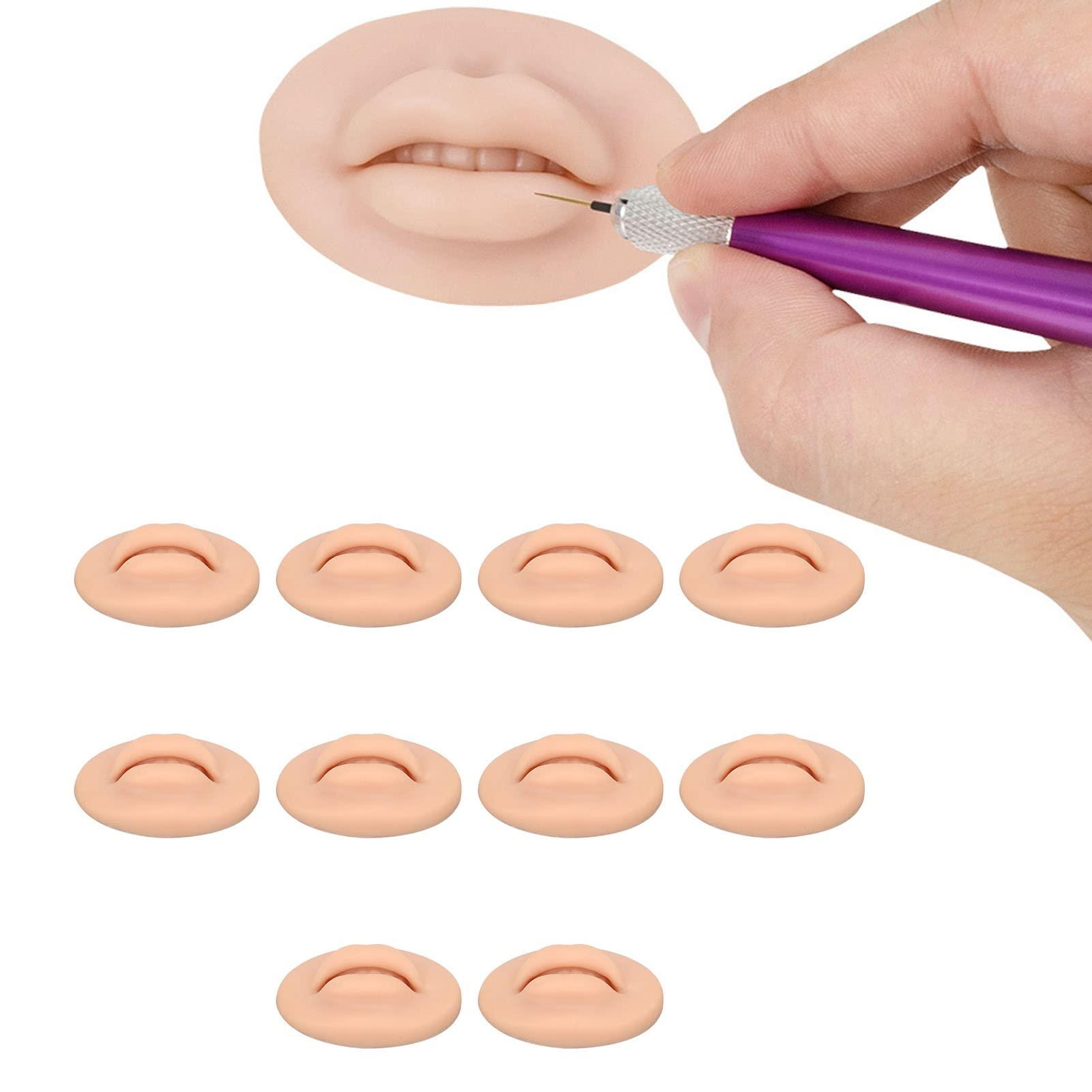 Diydeg Diydeg Fake Lips, 10PCS Silicone Soft Flexible 3D Open Mouth Easy to Apply Colour Practice Lips Highly Reproducible Portable Silicone Lips Model for Makeup Practice (Dark Skin