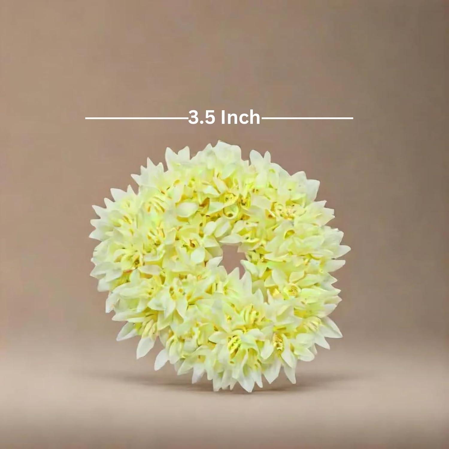 Generic Mogra White Gajra Hair Accessories Gajra Rubber Band for Women & Girls (Pack of 2)-White