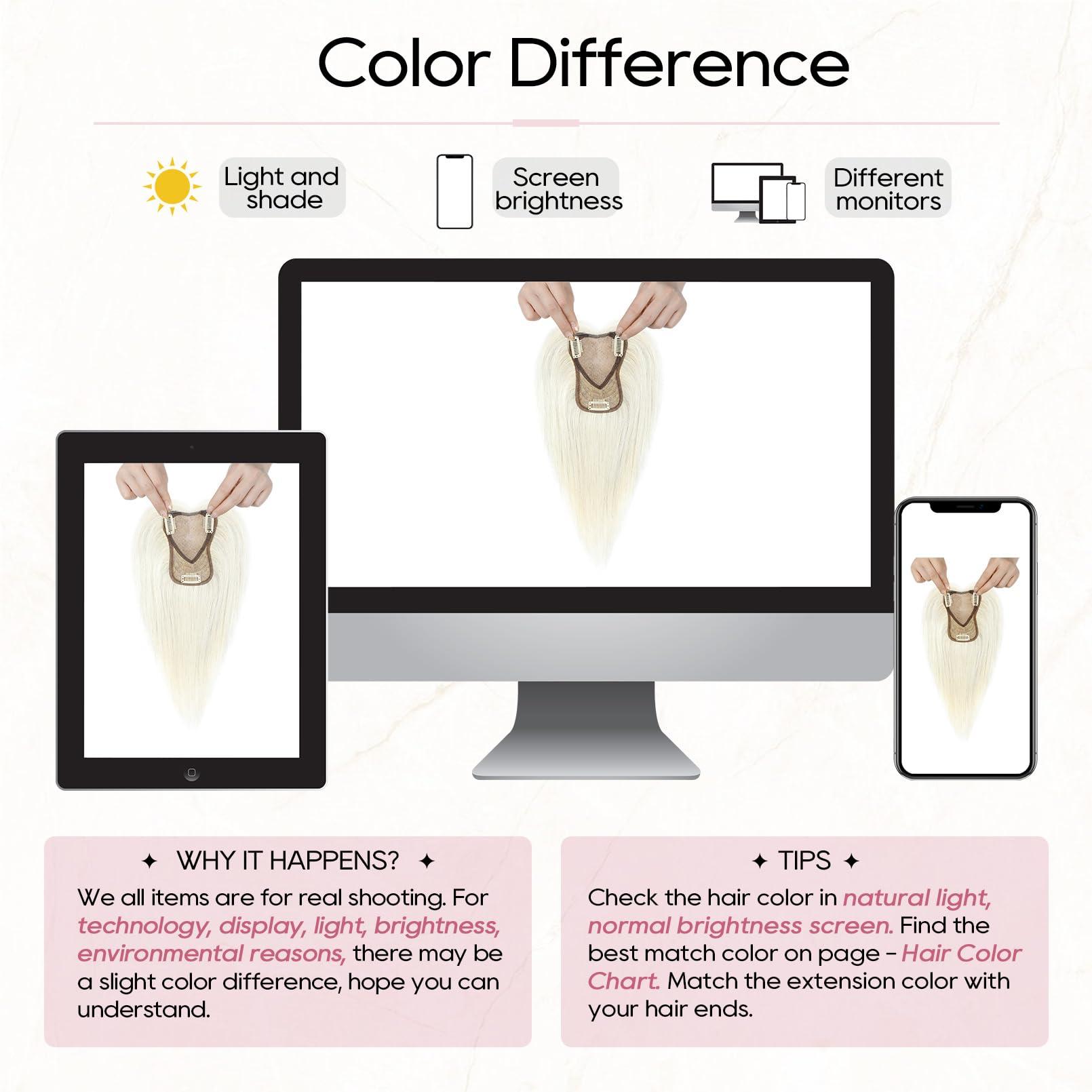 REECHO REECHO Real Human Hair Topper, 10 inch Women Hair Toppers for Thinning Hair, 100 Percent Human Hair Large Coverage Natural Hairpiece Wiglet, Swiss Base 4.5\"x3.5\", Silver White