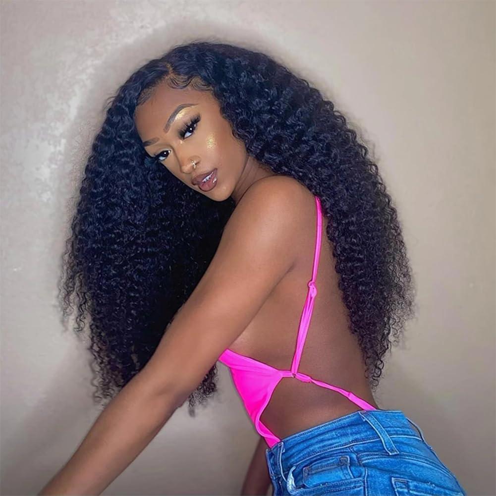 Kiss darling LASHES 3c Curly Microlinks Hair Extensions Human Hair Deep Kinky Curly Micro Loop Rings Human Hair Extensions Full Head for Women 100 Strands 100g Naturl Black 28 Inches