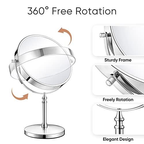 KEDSUM KEDSUM 1X/10X Magnifying Makeup Mirror, 8 Inch Large Table Mirror with Stand, Personal Makeup Mirror with Magnification, Double Sided Vanity Mirror with 360° Rotation, Detachable Base