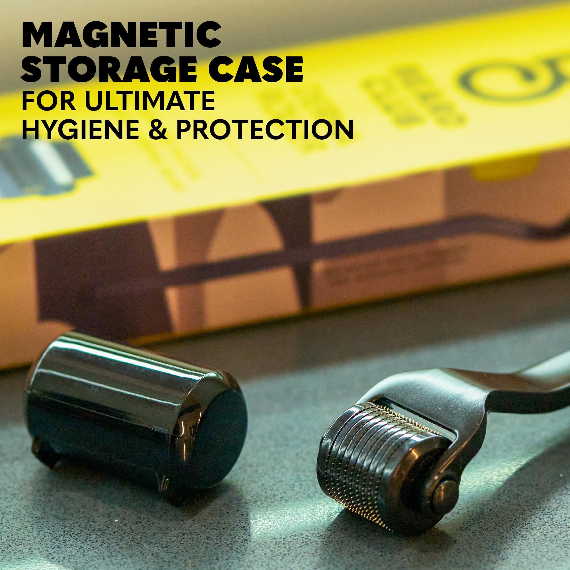 The Beard Club Beard Club Derma Roller & Beard Growth Oil - Microneedling Roller with 540 Titanium Microneedles for Face, Body and Scalp - Beard Roller with Sandalwood & Cedar Beard Oil