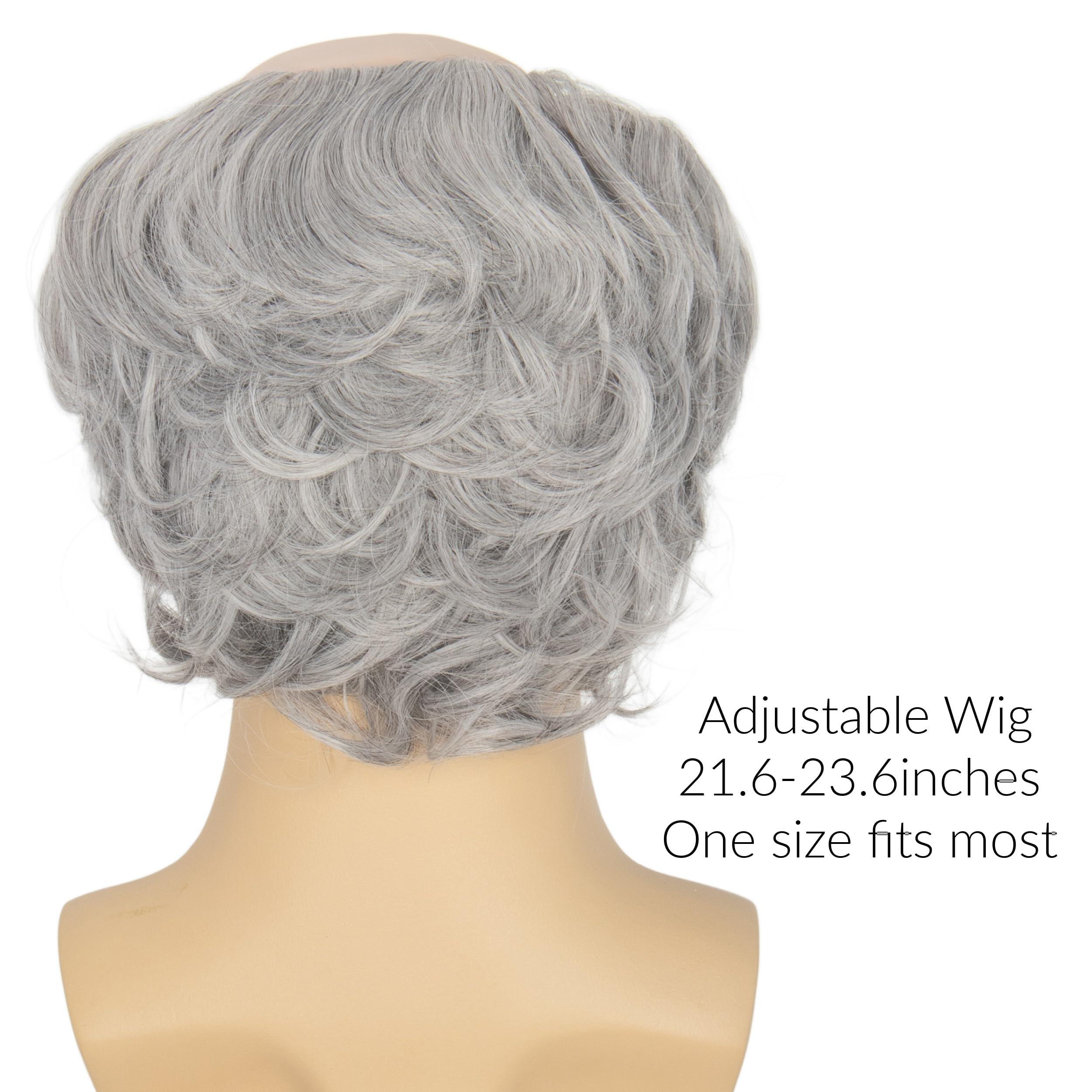 M MISS U HAIR Miss U Hair Old Man Wig and Mustache Eyebrows Funny Wigs Short Grey Bald Cap With Hair On Sides Balding Grandpa Wig