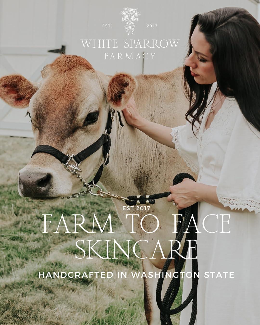 White Sparrow Farmacy Organic Tallow Lip Balm (Peppermint) from Grass Fed Cows. Super hydrating with Tallow, Olive Oil, Honey, and Beeswax. Sustainable Cardboard Tubes & Hand Filled. Jumbo Size 0.5 oz.