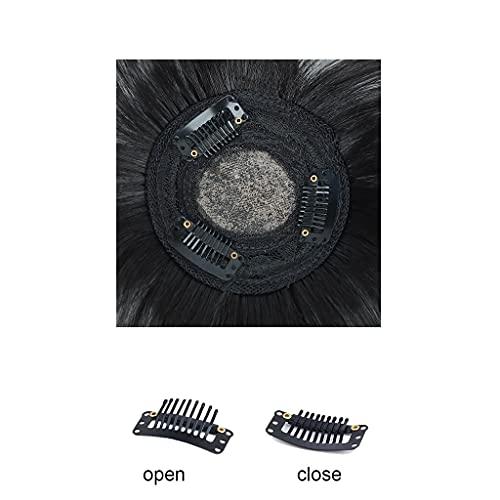 RemeeHi RemeeHi 10 Inch Human Hair Bangs with Top Piece Clip in Seamless Topper&Fringe Extension Real Human Hair 3D Air Bangs -Brown Black