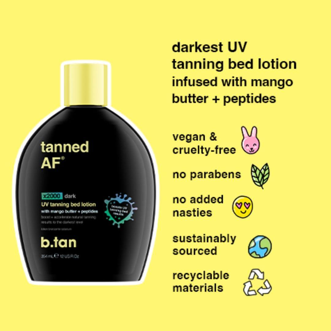 B.TAN b.tan UV Tanning Bed Lotion | Darkest Tanning Lotion - Indoor Outdoor Tan Bronzer Accelerator, Best Browning Lotion, 12 Fl Oz