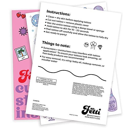 xo, Fetti xo, Fetti Disco Birthday Party Temporary Tattoos - 48 Iridescent Foil Pcs | Birthday Girl Party Decorations, Dancing Queen, 70s Groovy Party