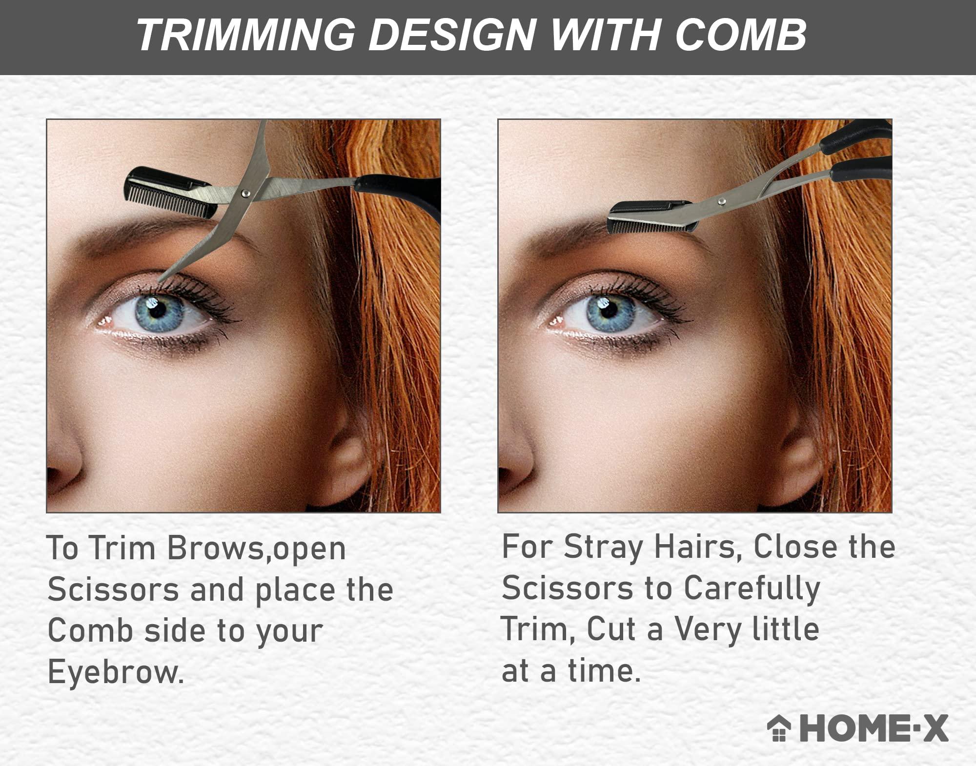 Home-X HOME-X Eyebrow Scissors, Stainless Steel Eyebrow Trimmer, Eyebrow-Shaping Tool, Small Trimming Scissors for Grooming