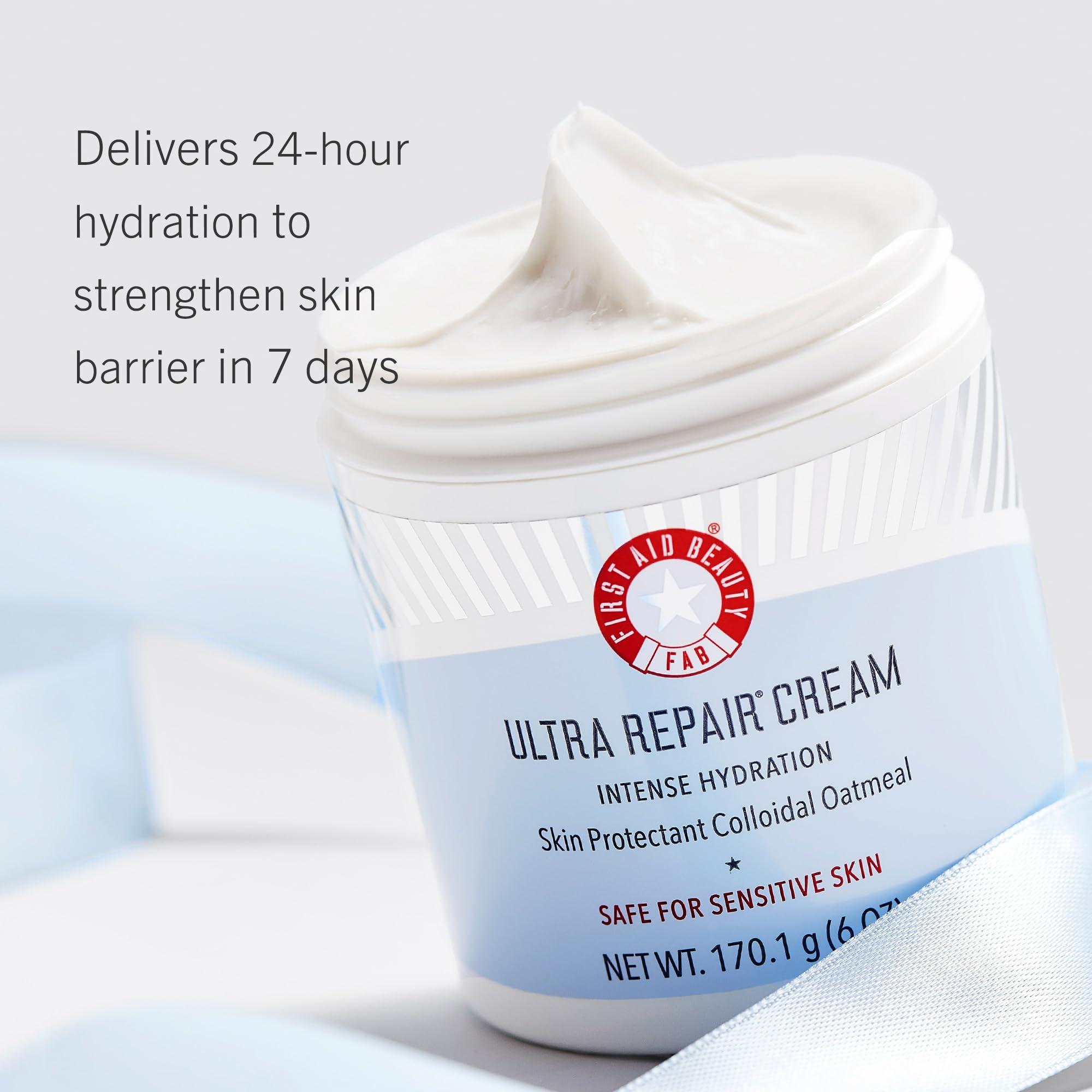 First Aid Beauty First Aid Beauty - Hydrated Glow Kit: KP Bump Eraser Body Scrub, 4 oz, Facial Radiance Pads, 28 Pads, Pure Skin Face Cleanser, 2 oz, & Ultra Repair Cream, 6oz, Hydration and Exfoliation Treatment, 4ct