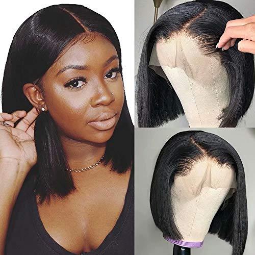 oulaer HD Invisible Lace Front Wig Short Bob Wigs 13x4 Transparent Lace Human Hair Wigs Pre Plucked With Baby Hair Straight Bob Wigs Brazilian Virgin Hair For Black Women(150% Density,14Inch)