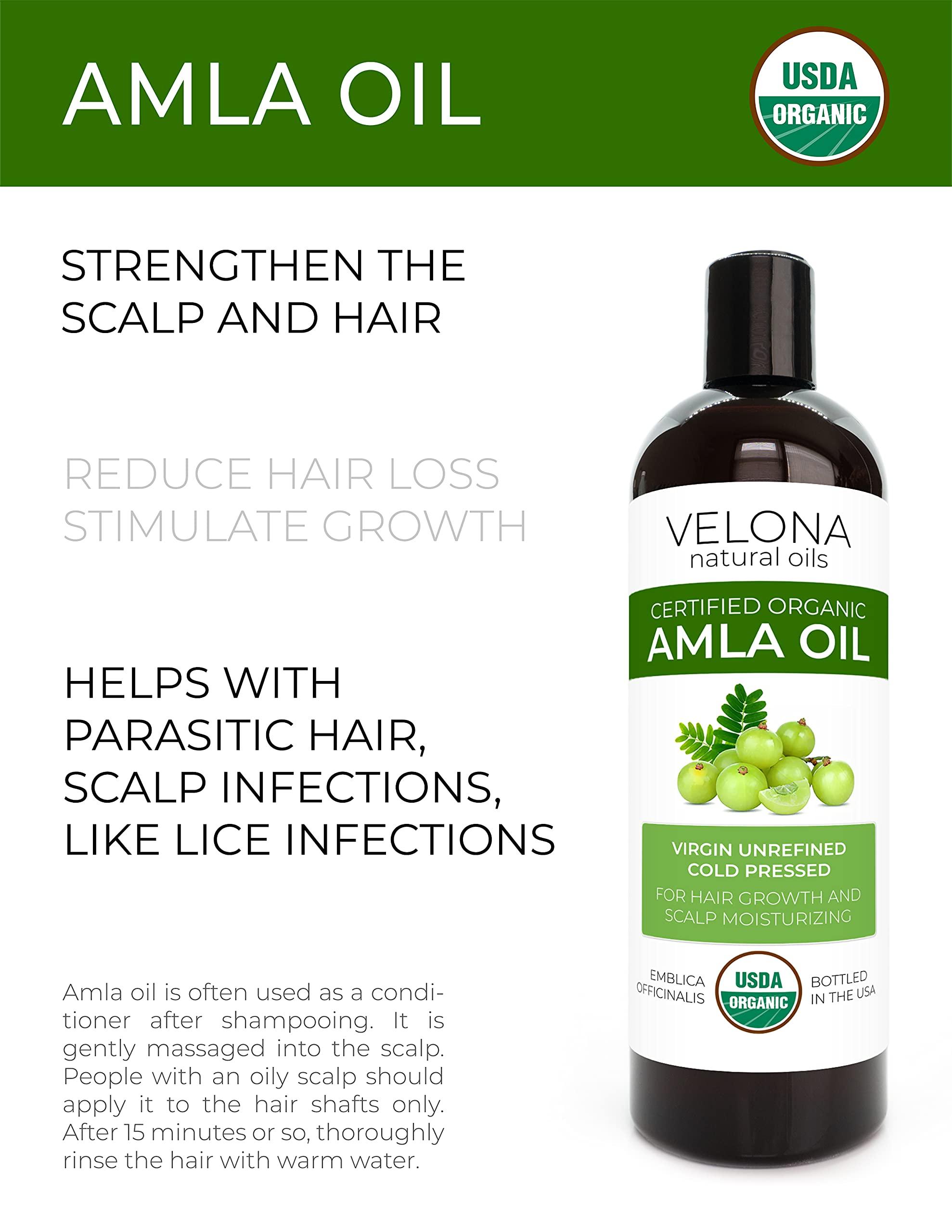 velona velona Amla Oil USDA Certified Organic - 64 oz | 100% Pure and Natural Carrier Oil | Extra Virgin, Unrefined, Cold Pressed