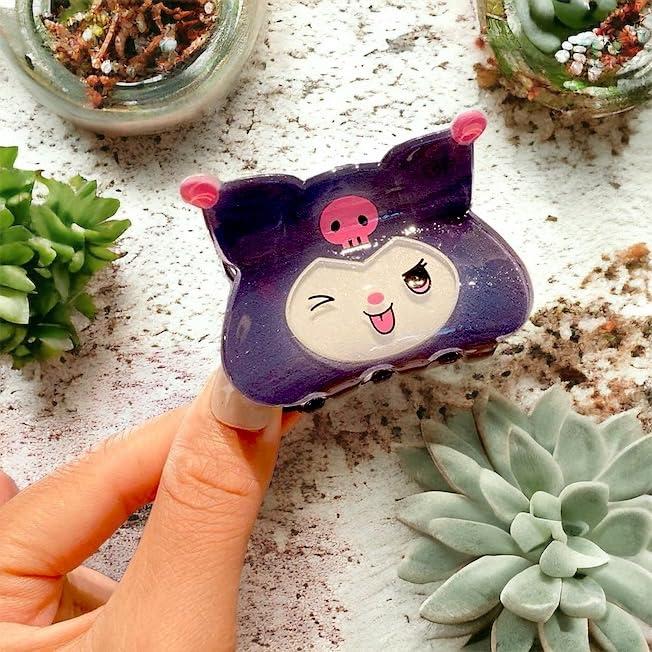 KOZUKI KOZUKI Anime hair clip with glitter KAWAII HAIR STYLE CUTE AND DURABLE (KURO, Silver, 1 Count, Women)