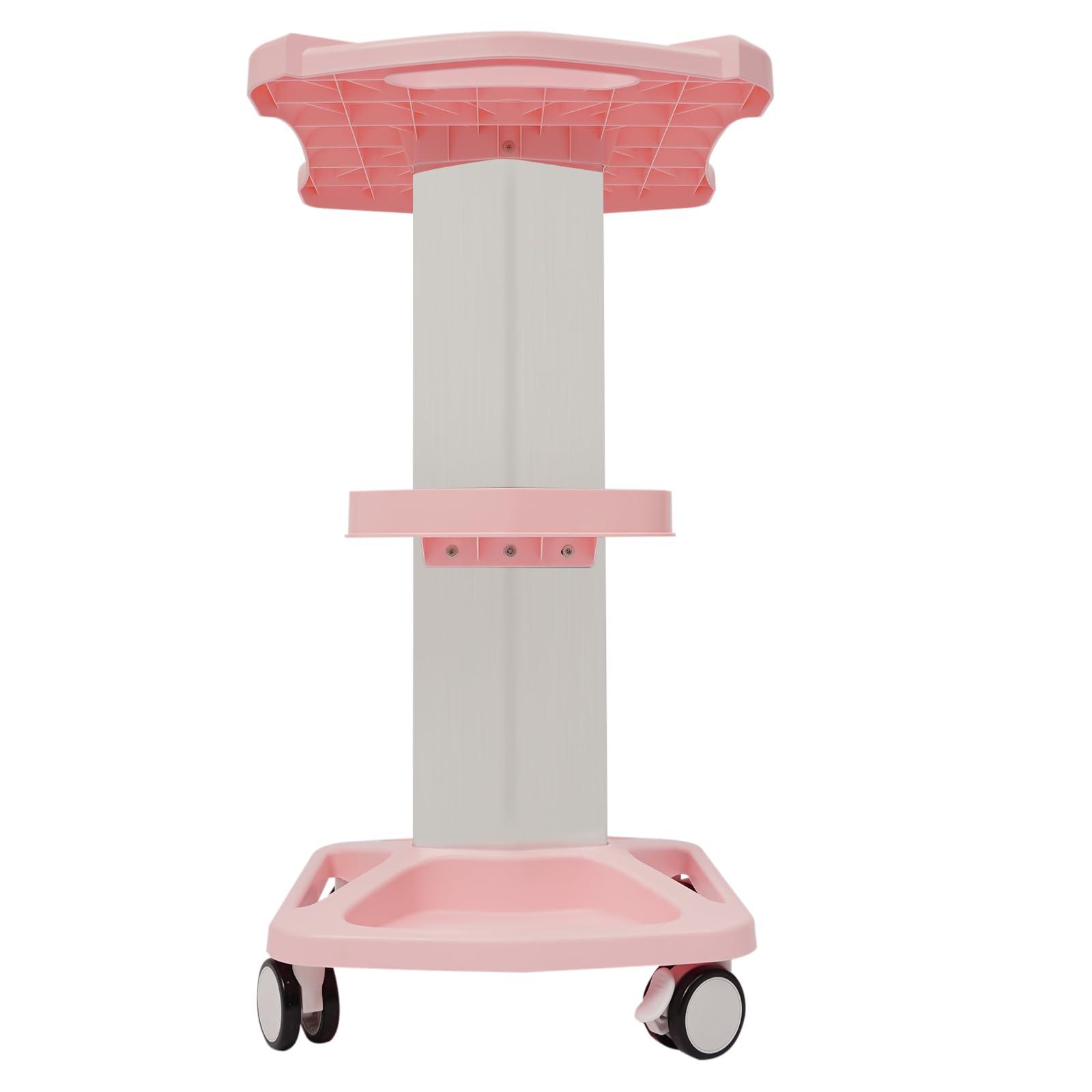 InnaMall Salon Trolley Cart, Aluminum Alloy Rolling Salon Trolley with Wheels Pink Beauty Spa Trolley Cart Tattoo Roller Tray Beauty Cart Salon Storage Mobile Carts for Trolley Holder Tool Cart Load 33Lbs