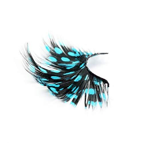 AnHua AnHua 1 Pair Long Feather False Fake Eyelashes Eye Lashes Halloween Fancy Dress Party Cosplay (Black blue)