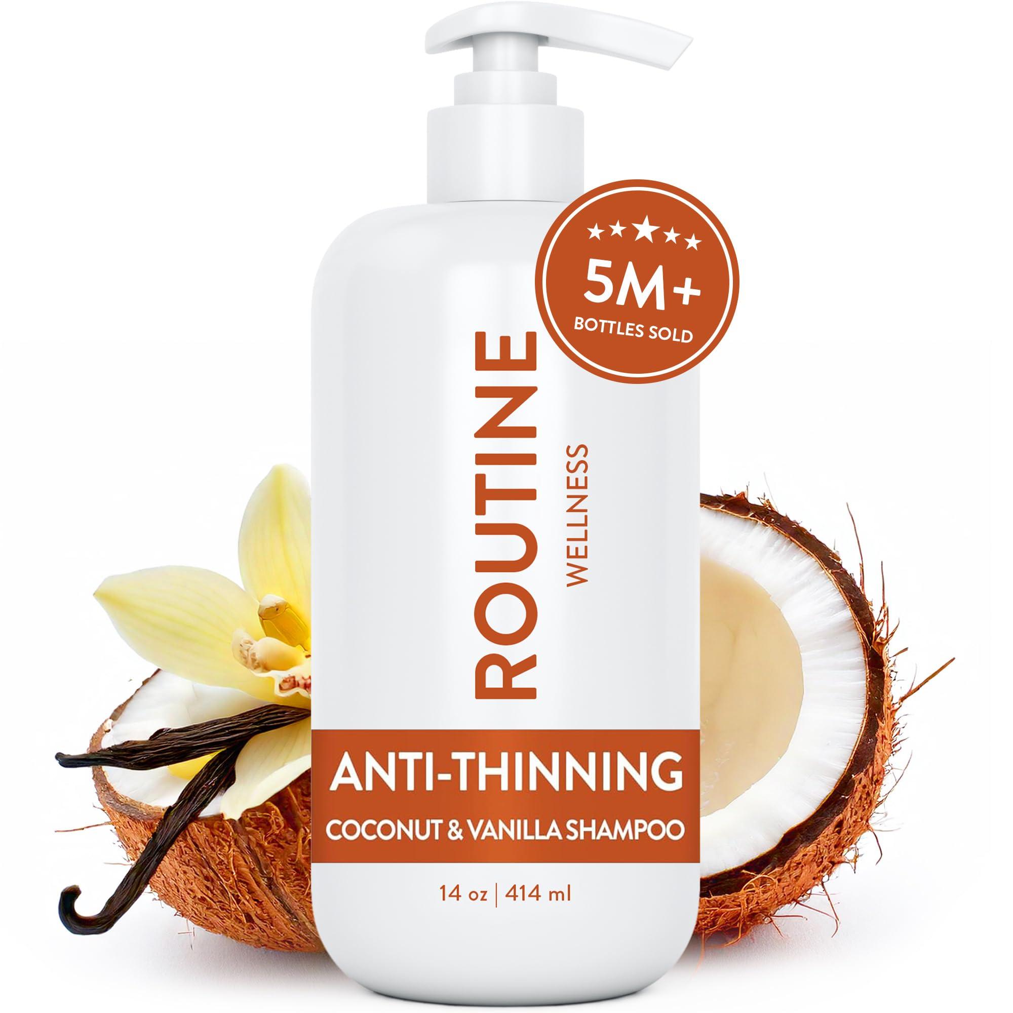 Routine Wellness Routine Wellness Anti-Thinning Shampoo for Thinning Hair - Biotin DHT Blocker Women & Men - Color Safe Shampoo for Hair Loss & Healthy Growth - Coconut & Vanilla - 14oz