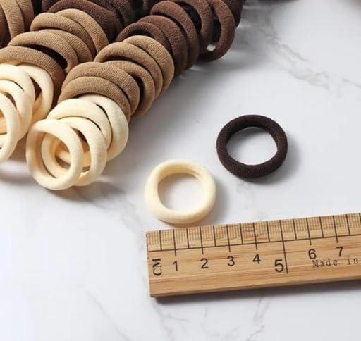 NEOBABY NEOBABY Ponytail Holder Cotton Mini Hair Elastic Rubber Bands | Tight, Non-slippery, Stretchable | Cotton Elastic Hair Rubber Bands for Kids, Girls & Women\'s (Pack of 50), BROWN SHADES