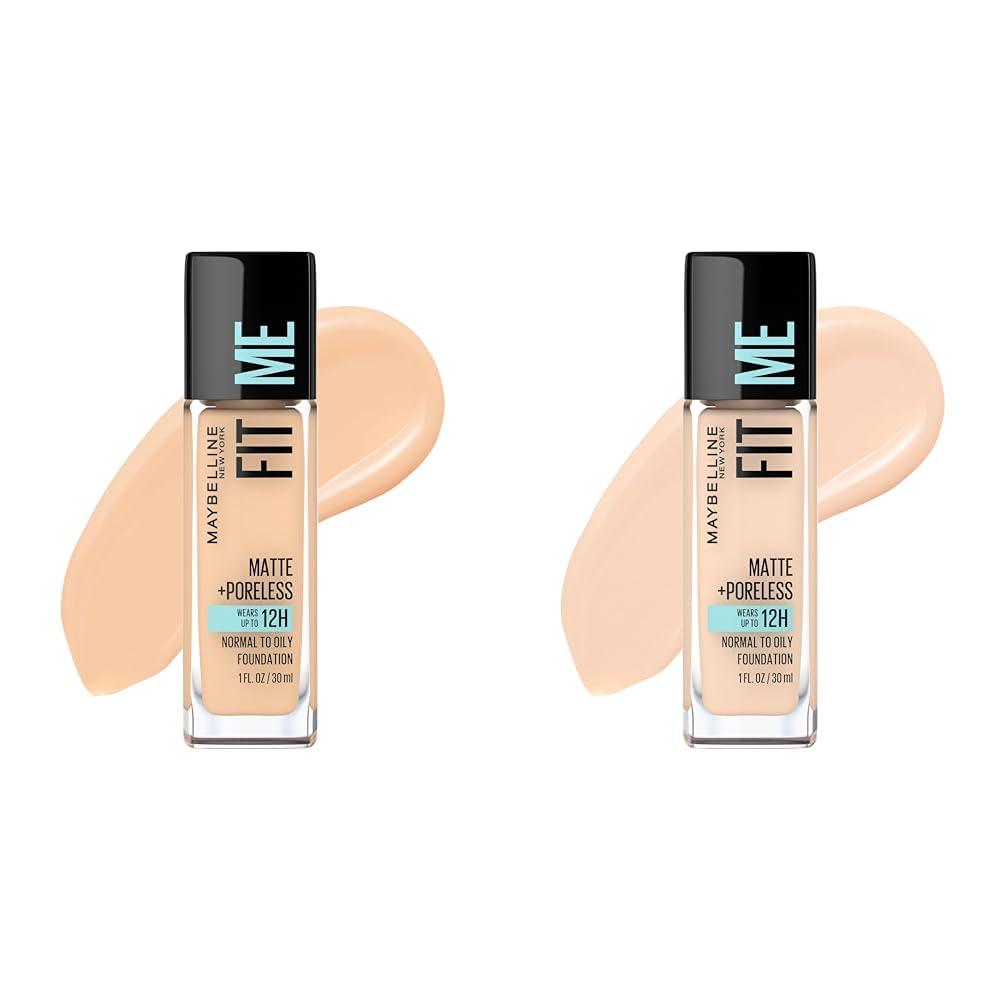 MAYBELLINE Maybelline Fit Me Matte + Poreless Liquid Foundation Classic Ivory & Natural Ivory 1 Count Bundle