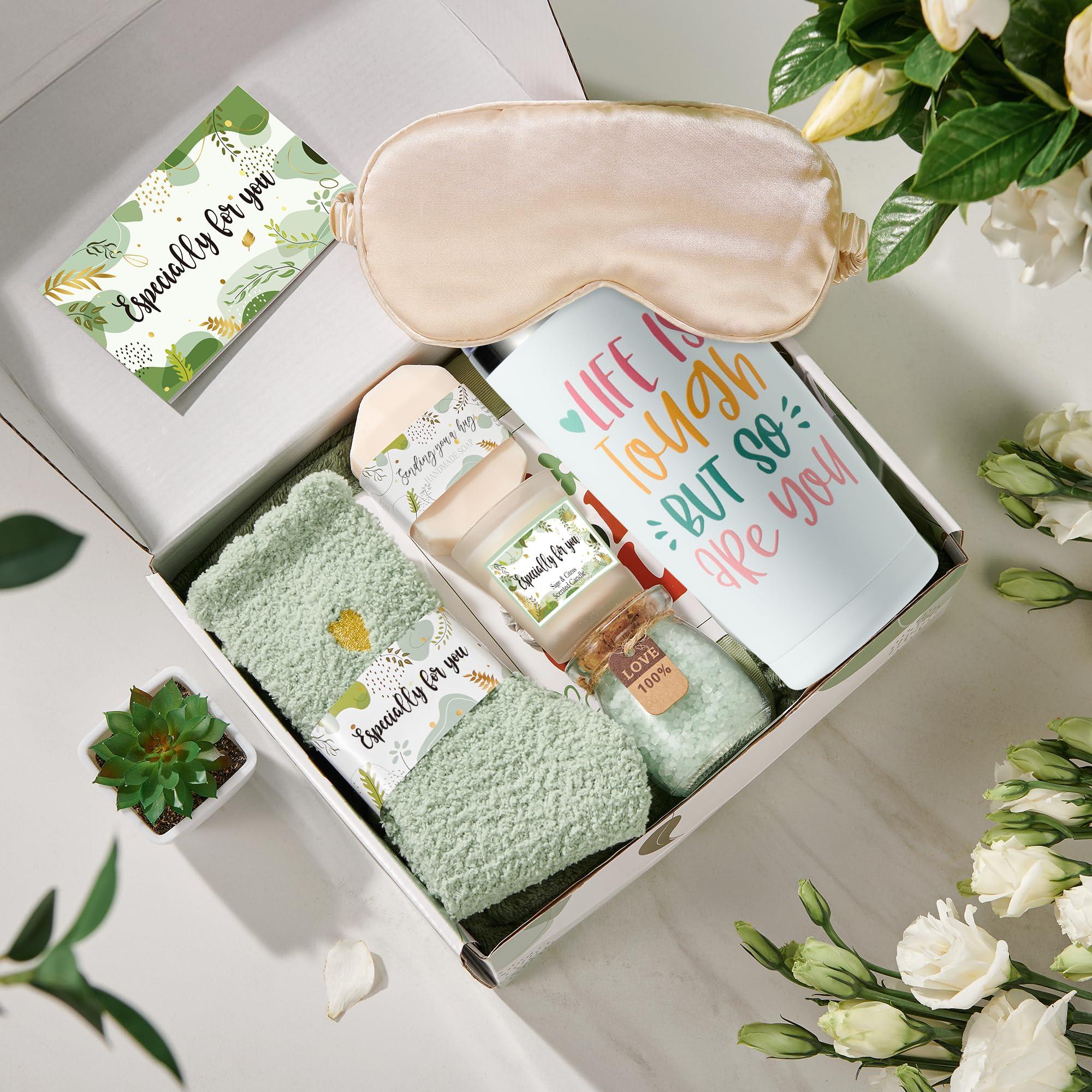 Kederwa Get Well Gifts for Women, Care Package Basket Inspirational Gifts for Women Self Care Pacakage Basket with Throw Blanket and Tumbler for Mom Best Friend Sister Wife