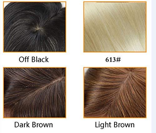 Susanki 100% Real Human Hair Crown Topper Hair Pieces for Women with Thinning Hair, Susanki 6" x 6.7" Silk Top Hair Toppers with Clip on, 10" Dark Brown